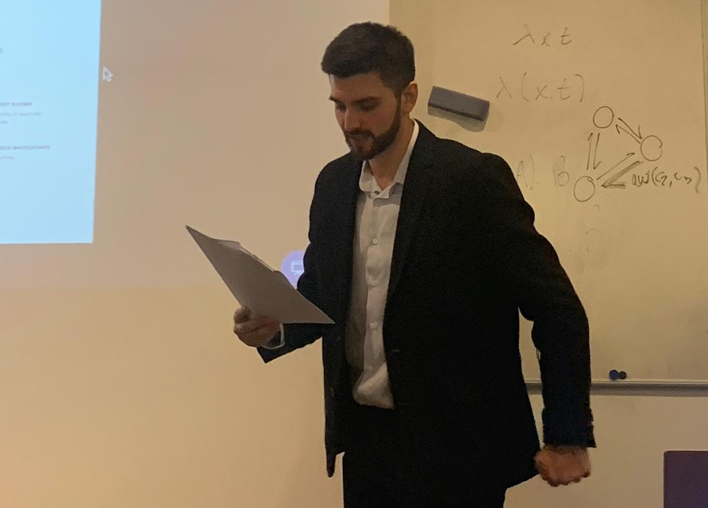 Reciting the "serment des docteurs" with determination.
